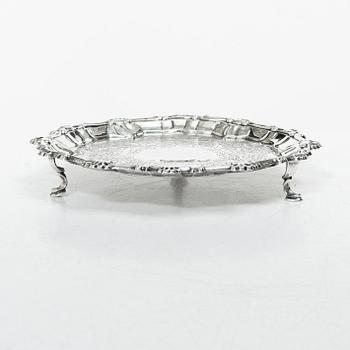 An English silver salver, mark of  Ebenezer Coker, London 1769.