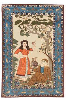 359. A signed Kashan 'Dabir' rug, ca 199 x 134 cm.