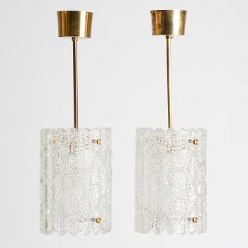 Carl Fagerlund, Ceiling lamps, a pair, Orrefors, second half of the 20th century.