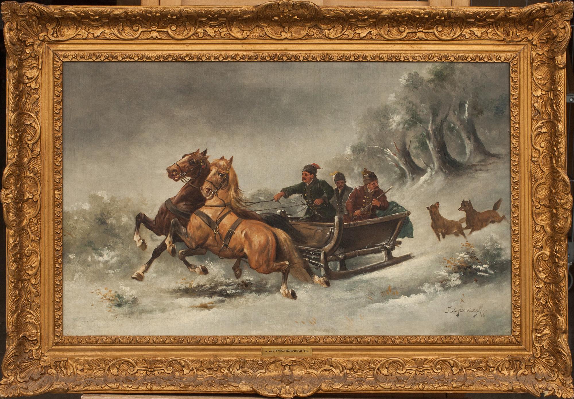 OKÄND KONSTNÄR, olja på duk, signerad Tschernigoff. Omkring 1900.