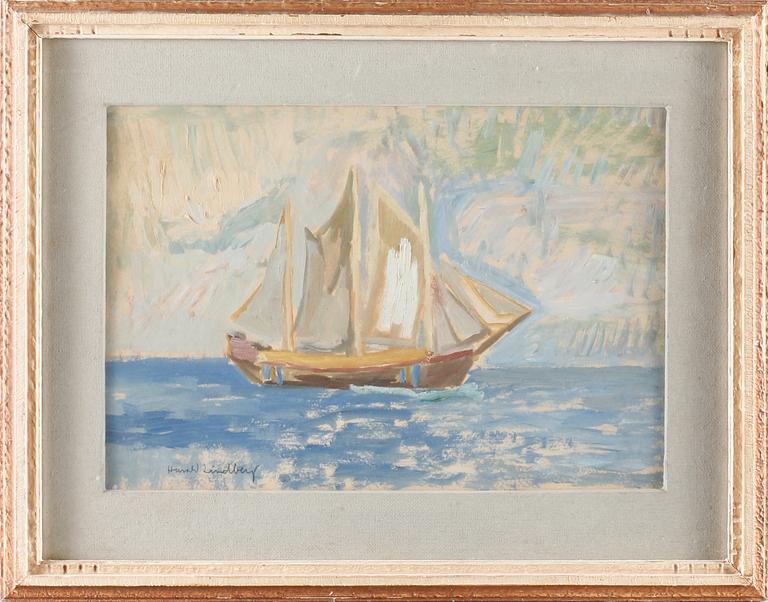 HARALD LINDBERG, olja på papper, signerad.