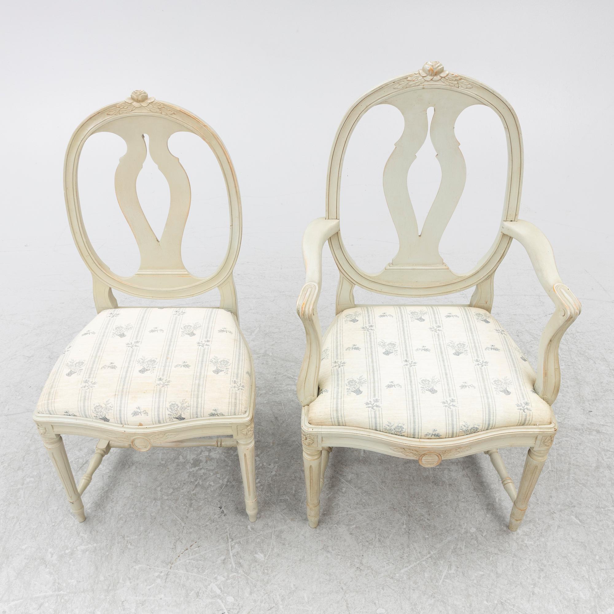Twelve Gustavian style chairs, second half of the 20th Century.