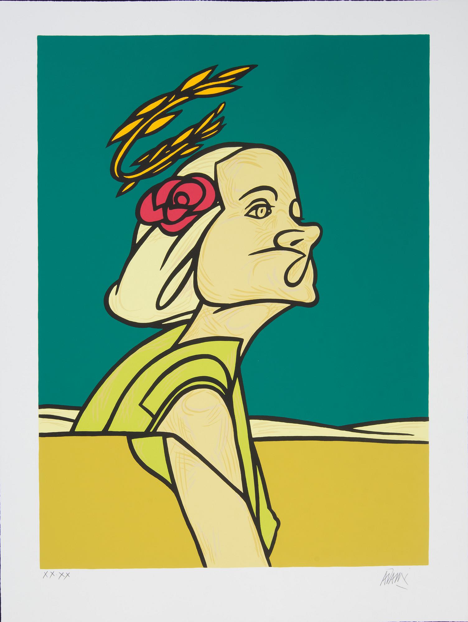 VALERIO ADAMI, färgserigrafi, signerad och numrerad XX/XX.