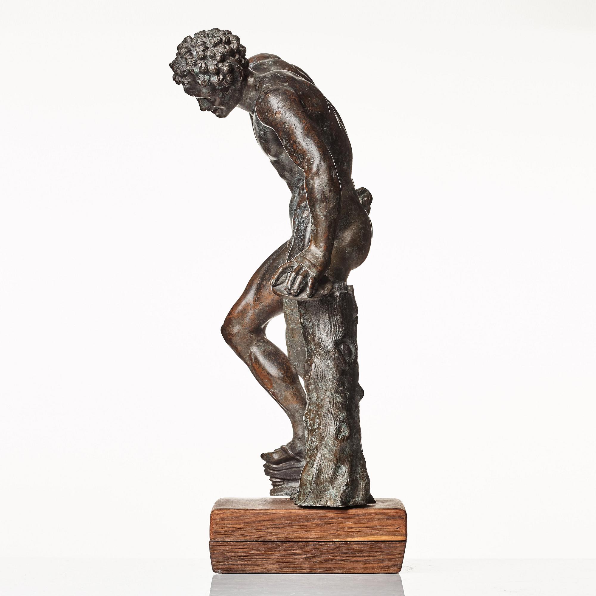 SCULPTURE, probably Italy 18th Century. Satyr with cymbals.