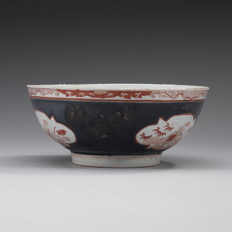 A powder blue punch bowl, Qing dynasty, Qianlong (1736-95).