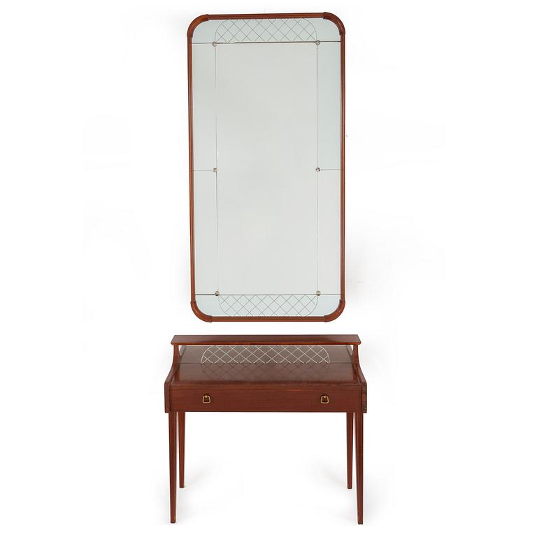 A mirror and table, Glas & Trä, Hovmantorp, 1950s.