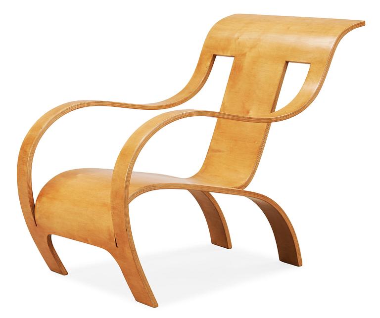 A Gerald Summers laminated birch easy chair, Makers of Simple Furniture, England ca 1935-40.