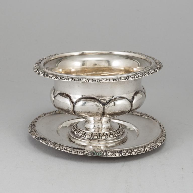 A silver sauce bowl by Carl Nyström Stockholm 1844.