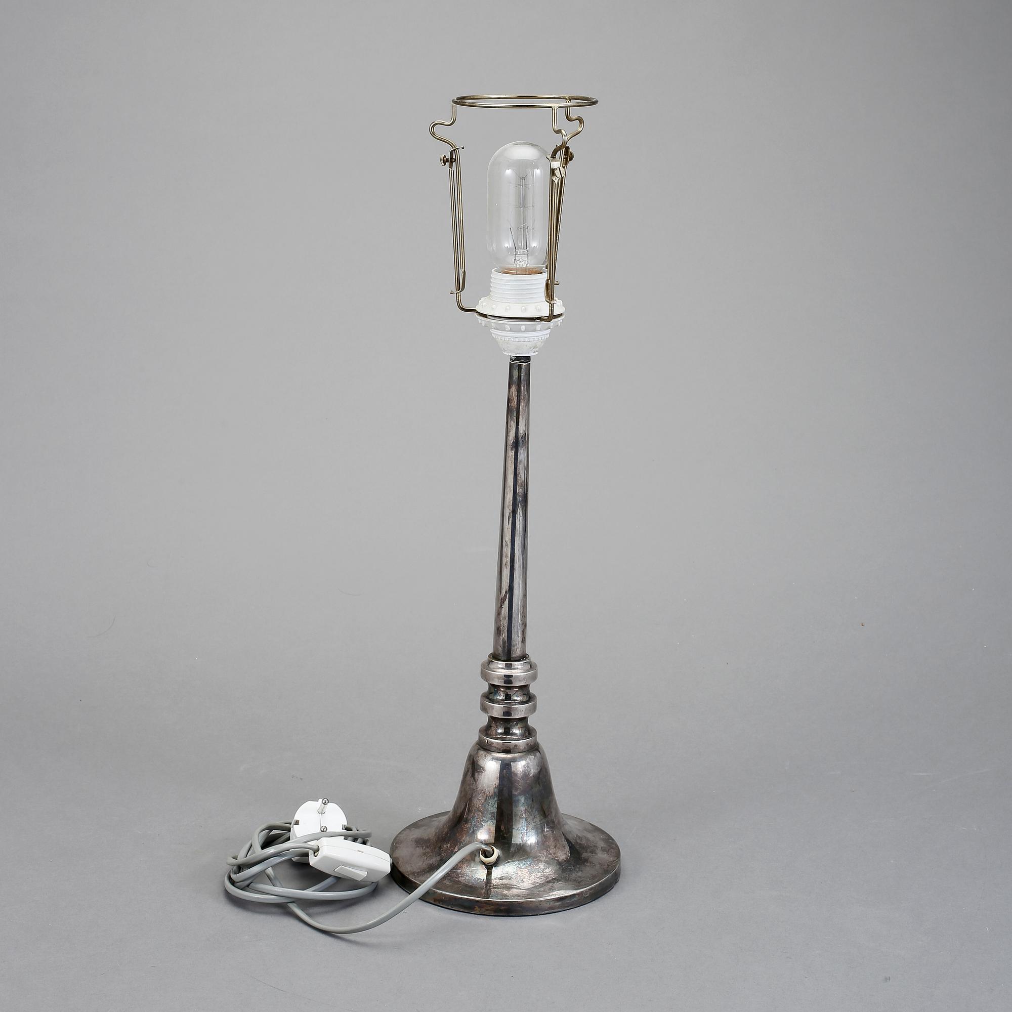 BORDSLAMPA, nysilver, 1920/30-tal.