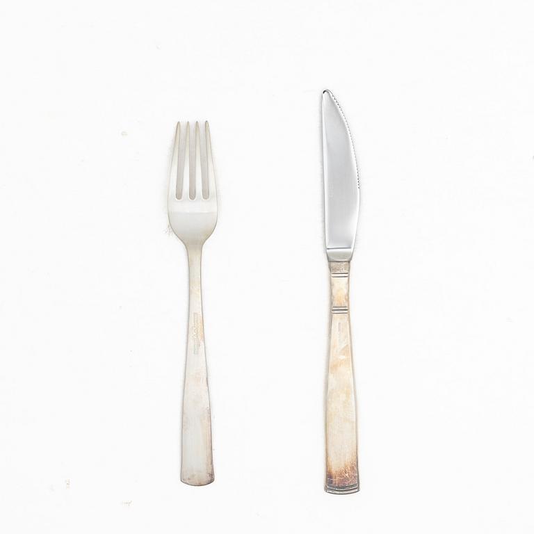 Jacob Ängman, 12 pieces of silver cutlery, Rosenholm model, GAB, Eskilstuna, 1989–99.