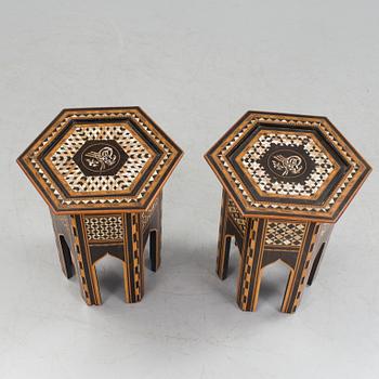A pair of side tables with mother-of-pearl inlay, Ottoman empire first half of the 20th Century.