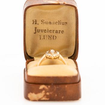 Ring, 18K gold, rose-cut diamonds, K. Anderson, 1896.
