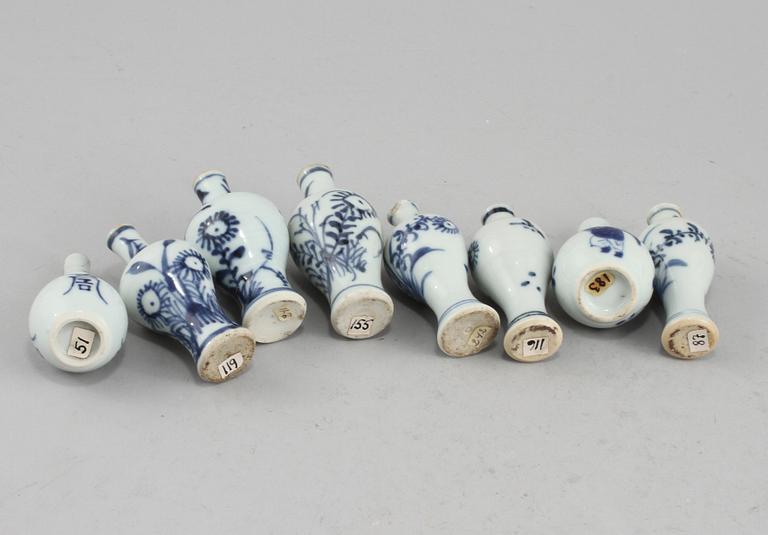 MINIATYRER, 8 st, porslin, Kina, 1800/1900-tal.
