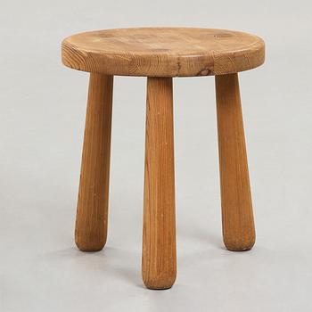 Axel Einar Hjorth, a stained pine 'Utö' stool, Nordiska Kompaniet, Sweden, 1930's.