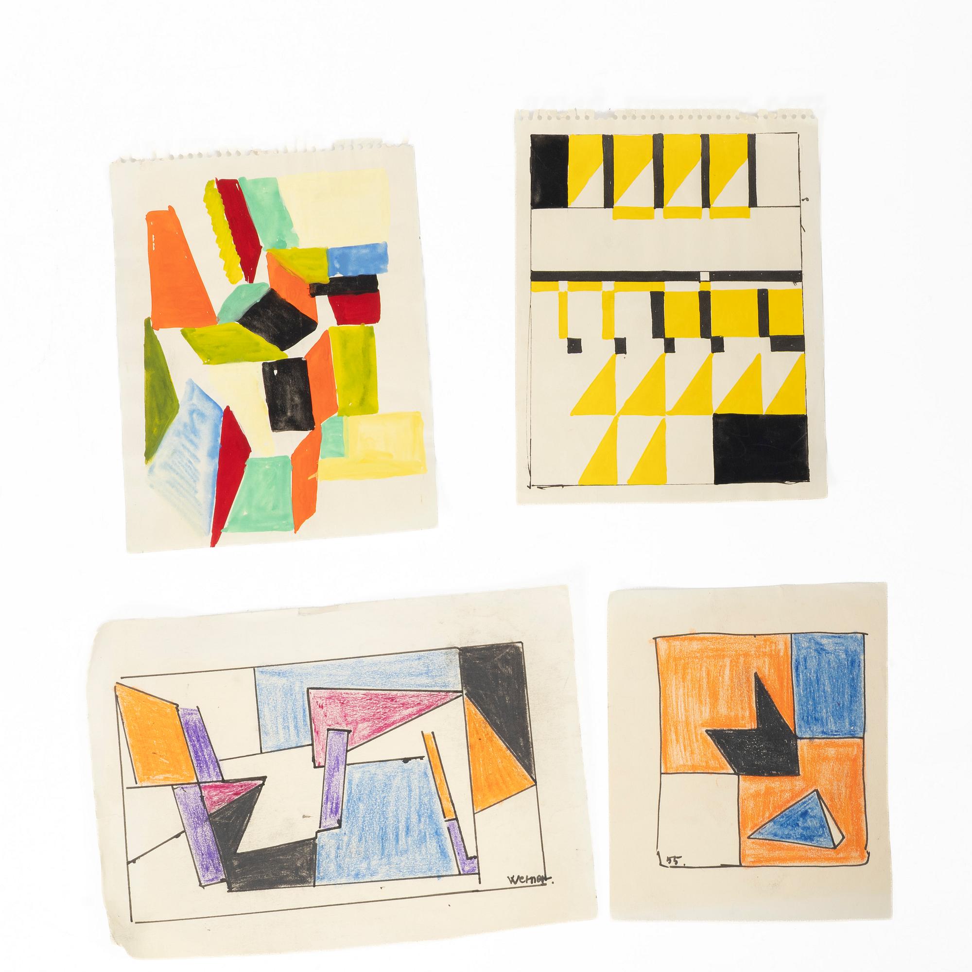 Werner Janson, Sketches, partially signed and dated, from the 1950s and onwards. 23 pieces.