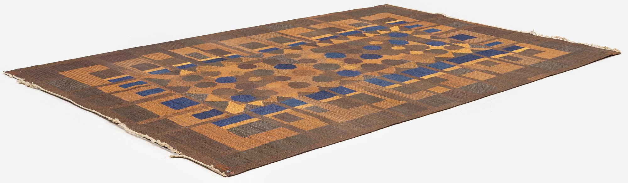 Margareta Grandin-Nettles, a flat weave 'Smaragd' carpet, c. 302 x 203 cm, signed GLH MG.