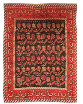 1177. BED COVER, knotted pile. 187 x 140 cm. Finland/Sweden first half of the 19th century.