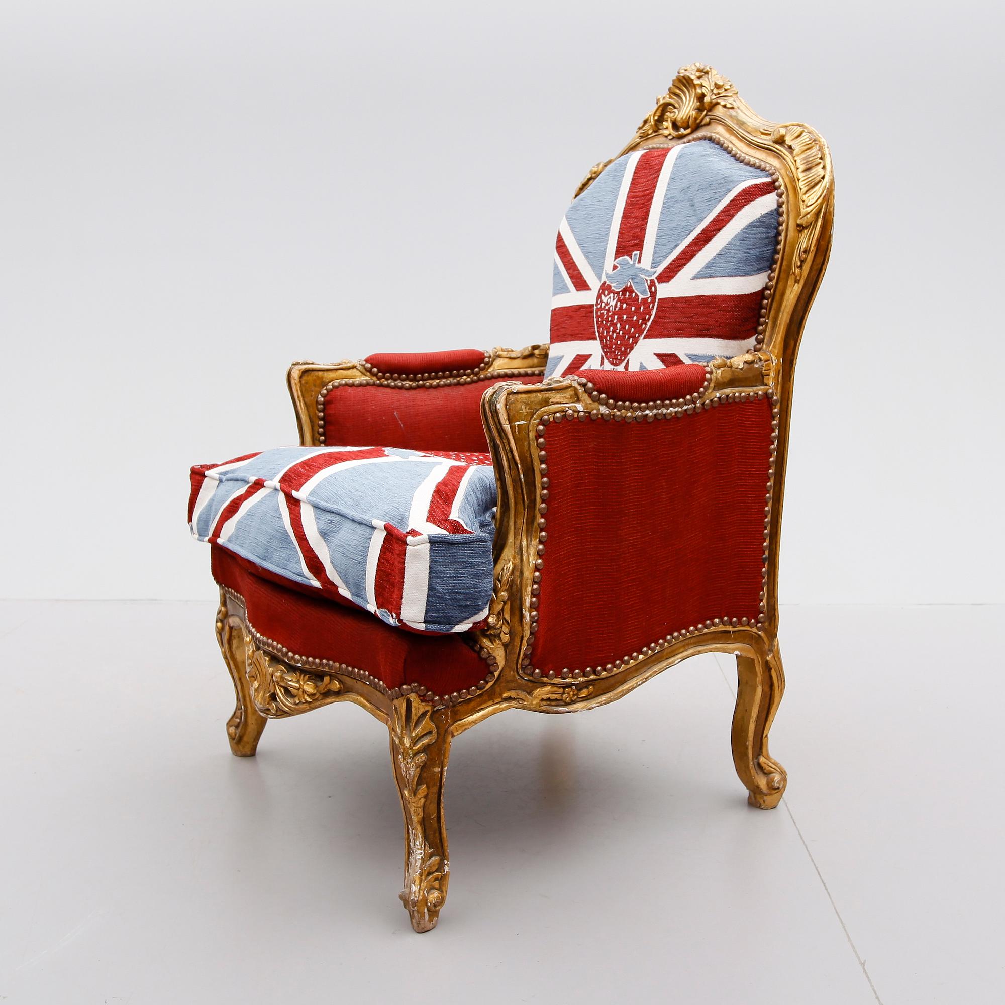 FÅTÖLJ, rokokostil, 1900-/2000-tal.