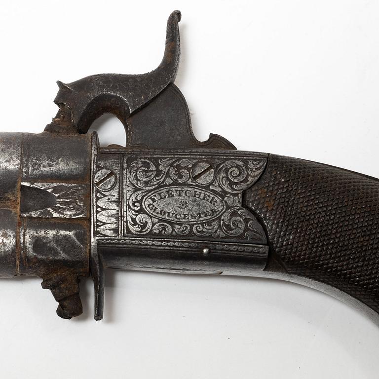 Percussion pistol, double-barrelled, William Fletcher Gloucester (1841-44).