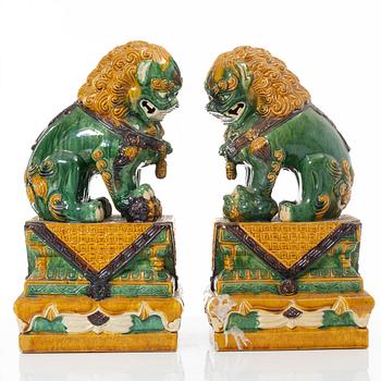 A pair of large figures of buddhist lions, China, second half of the 20th Century.