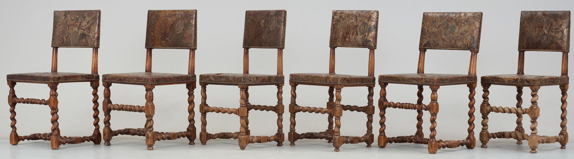 STOLAR, 6 st, barockstil, 1800-tal.