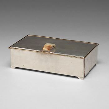 Nils Fougstedt, a pewter, brass and nephrite box, Svenskt Tenn, Stockholm 1944.