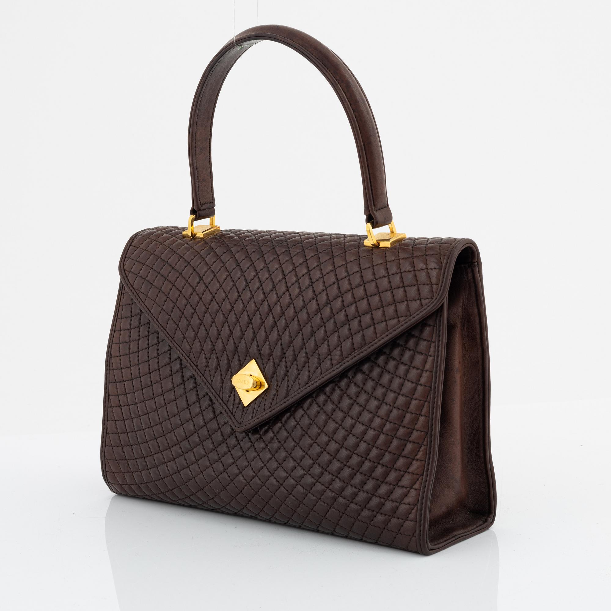 Bally, a brown leather bag.