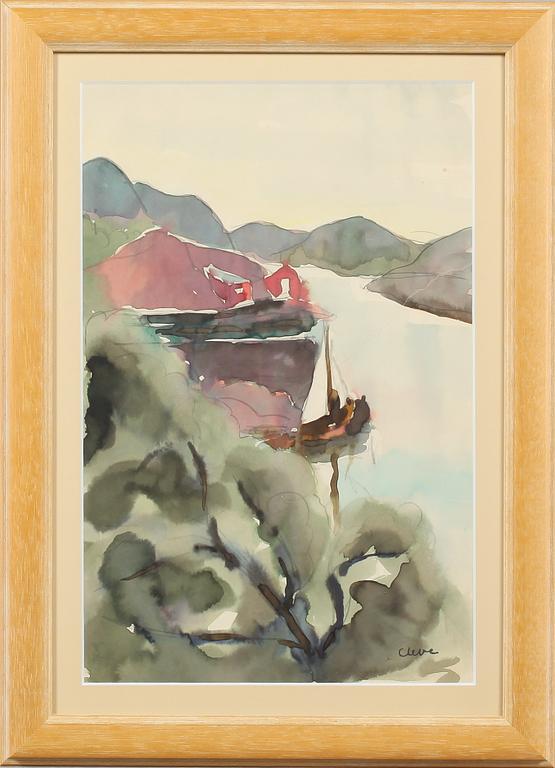 AGNES CLEVE, akvarell, signerad.