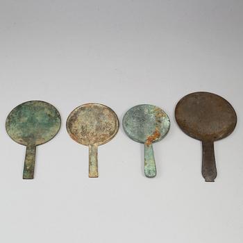 A set of four Chinese bronze mirrors, Qing dynasty (1664-1912).