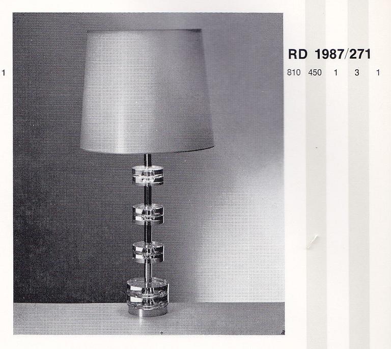 Carl Fagerlund, a pair of table lamps model "RD 1987", Orrefors, 1960s-70s.