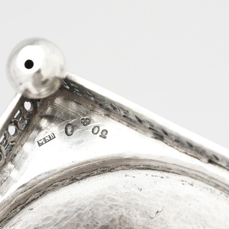 Mikael Nyberg, ljusstakar, ett par, silver, Stockholm 1796.