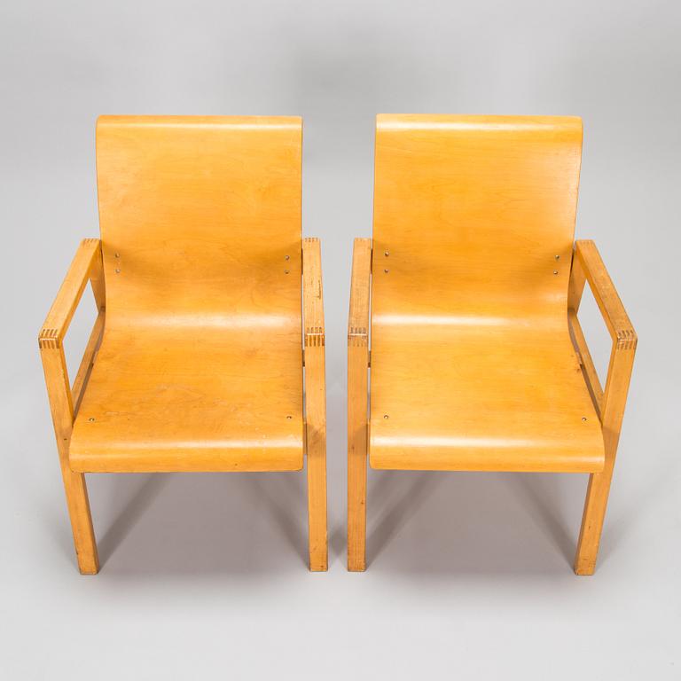 Alvar Aalto, a pair of 1940/1950's '51' armchairs for O.Y. Huonekalu- ja Rakennustyötehdas A.B.