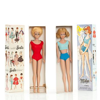 BARBIEDOCKOR, 2 st. Mattel inc. 1960-tal.