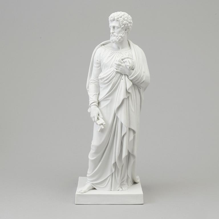 A bisquit sculptur of 'the Apostle Petrus' after Bertel Thorvaldsen, Royal Copenhagen, Denmark, 1870's.