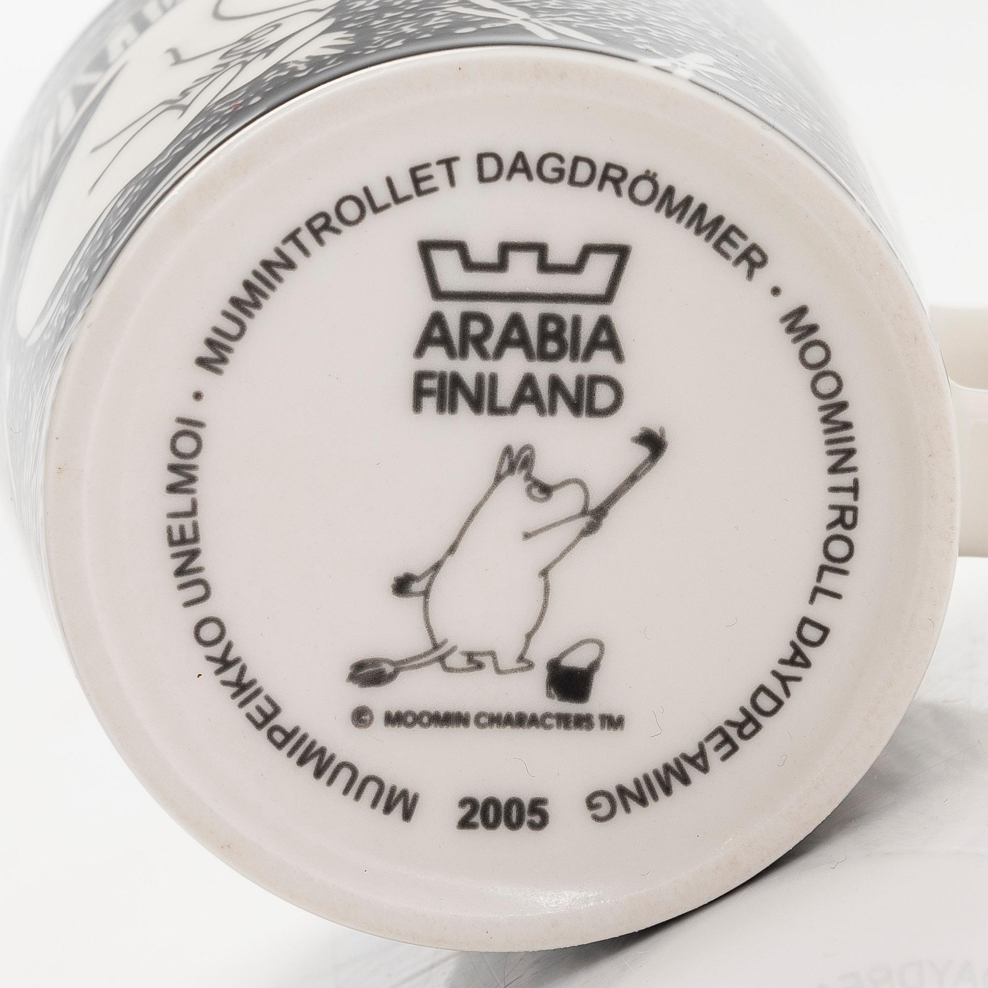 A Moomin mug, 'Moomintroll daydreaming', vitro porcelain, Moomin Characters, Arabia 2005.