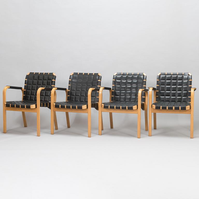 ALVAR AALTO, four late-20th-century '45' armchairs for Artek.
