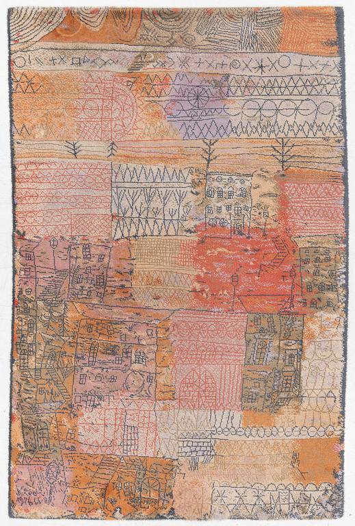 Carpet with a motif after Paul Klee, "Florentine Villa District" approximately 280 x 180 cm.