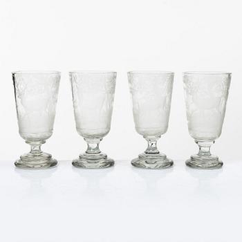 A lidded cup with four glasses, 20th century.