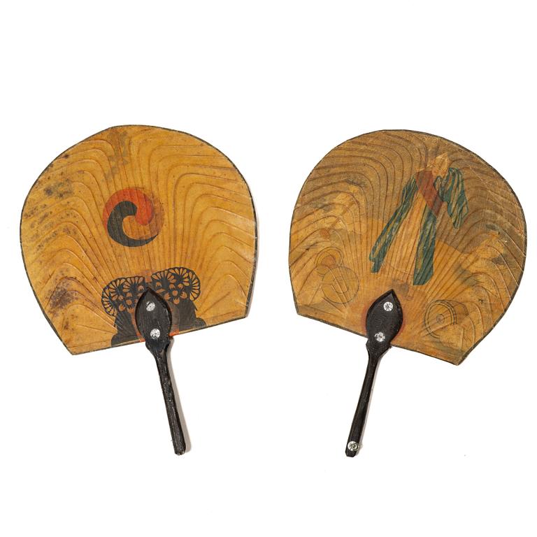 Fläktor, 12 stycken, papp. Sen Qingdynasti/tidigt 1900-tal.