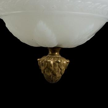 A second half of the 19th century glass and gilded bronze ceiling light.