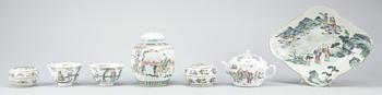 PARTI PORSLIN, 7 delar, Kina, 1800/1900-tal.