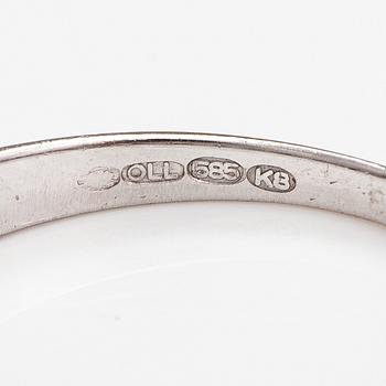 Sormus, 14K valkokultaa, timantteja n. 0.66 ct yht. Suomalaiset tuontileimat 1987.