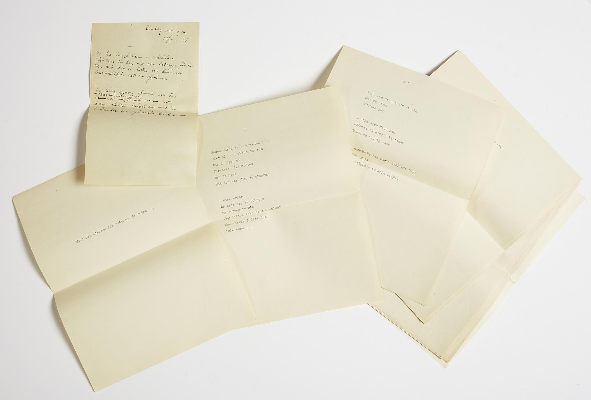 LETTERS (36) and POEMS from Ulla Bjerne-Biaudet to GAN (Gösta Adrian-Nilsson).