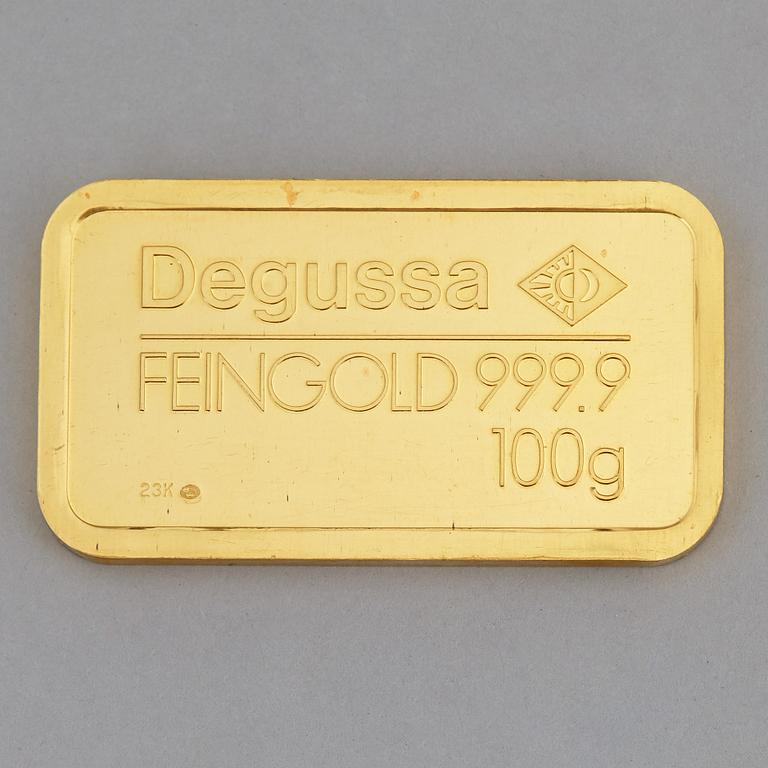 GULDTACKA, Degussa 23K, 100 gram.