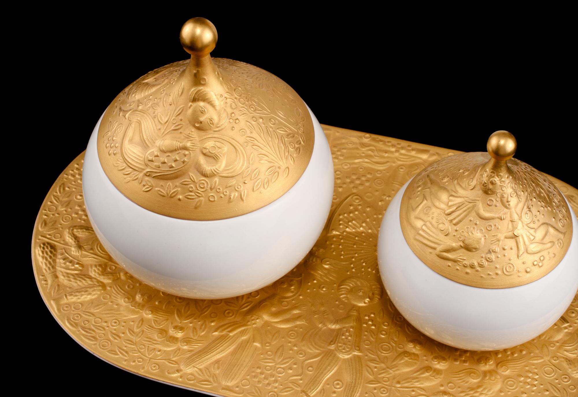 SERVISPORSLIN, 4 delar, "Die Zauberflöte", Björn Wiinblad, Rosenthal. 1900-talets senare del.