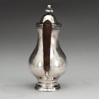 A Swedish 18th century silver coffee-pot, marks of Arvid Castman, Eksjö 1764.