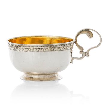 230. A Swedish 18th century parcel-gilt silver brandy-cup, mark of Daniel Lundström, Stockholm 1776.