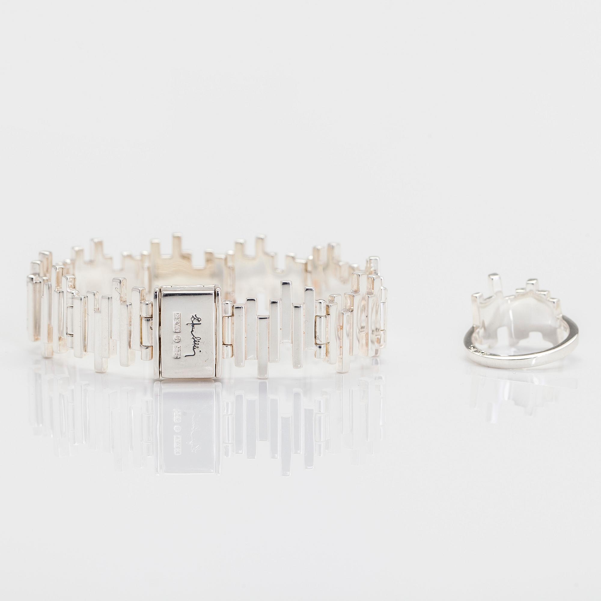 Efva Attling, ring och armband, sterling silver, "Stairway to heaven".
