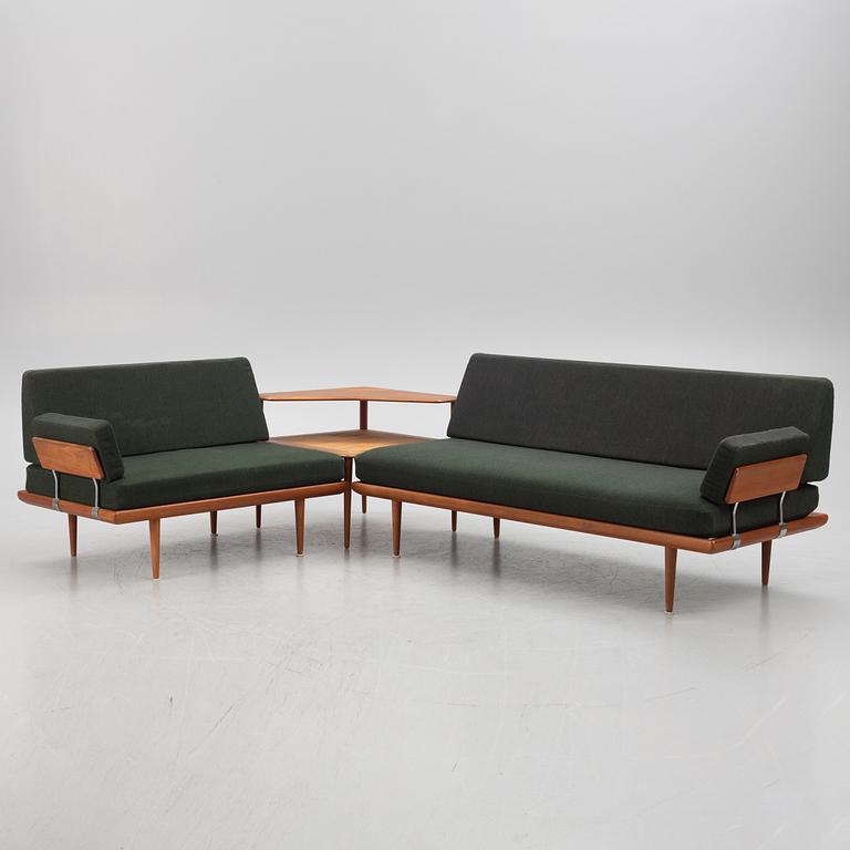 Peter Hvidt & Orla Mølgaard  Nielsen, a "Minerva" group with two sofas and a table, France & Son, Denmark, 1960's.