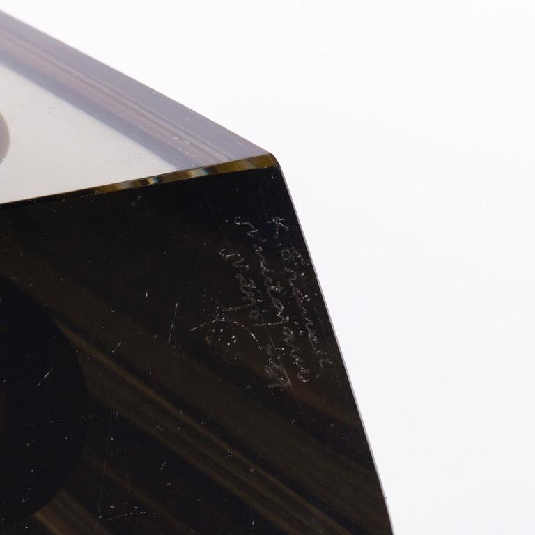 SKULPTUR, glas, "Obelisk", signerad Kaj Franck, Notsjö -61.